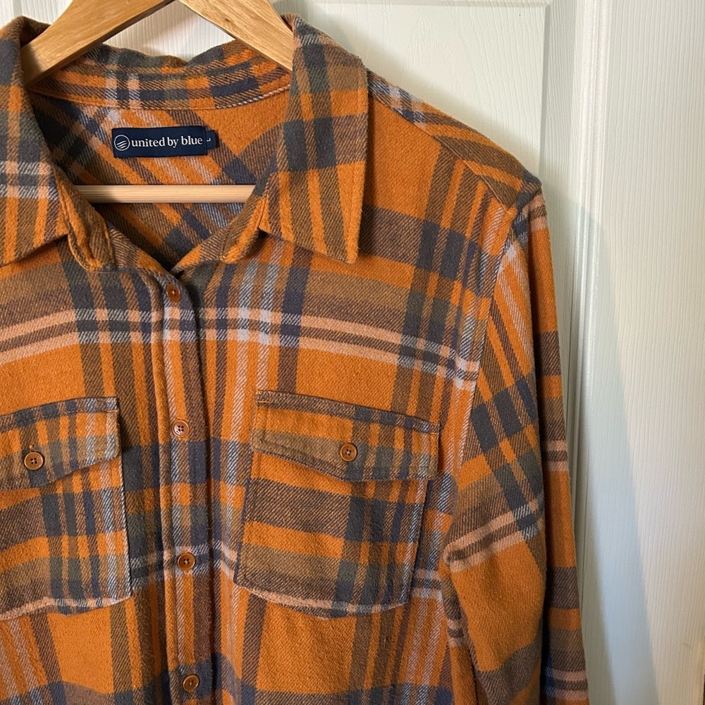 United By Blue The Women’s Responsible Flannel Rustic Orange Plaid Cabincore | L